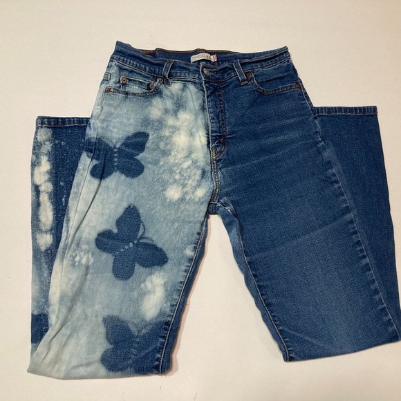 Upcycle Levi 512 Perfectly slimming flare Butterfly jean.